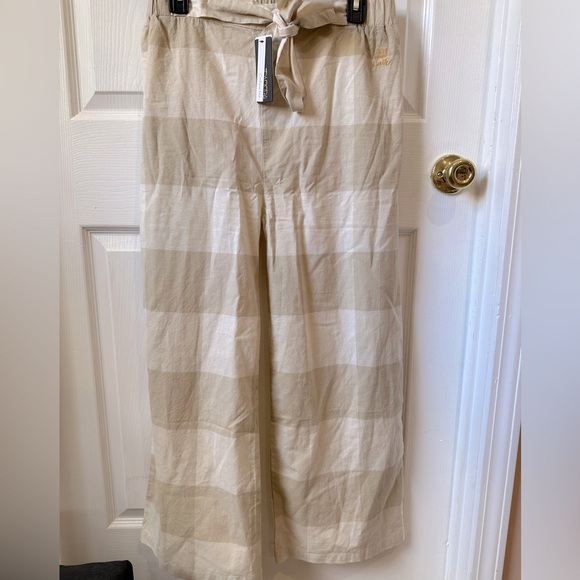 NWT Isadora 2-piece women’s pant suit ivory & cream Buffalo check elastic waist - Picture 3 of 10